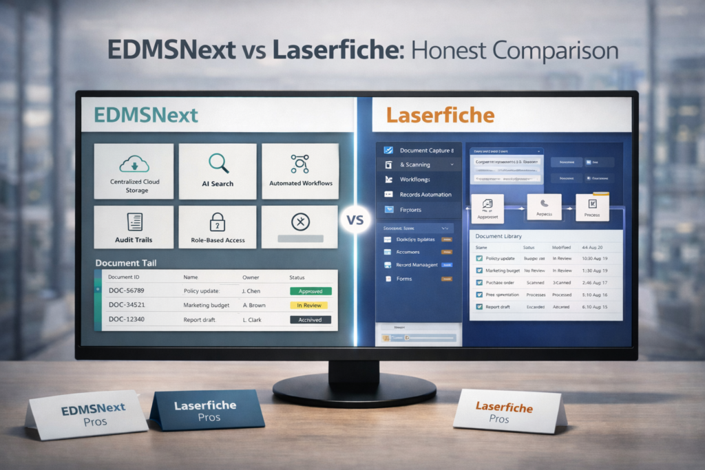 Labasero Fish EDMSNext vs Laserfiche: Honest Comparison | EDMSNext